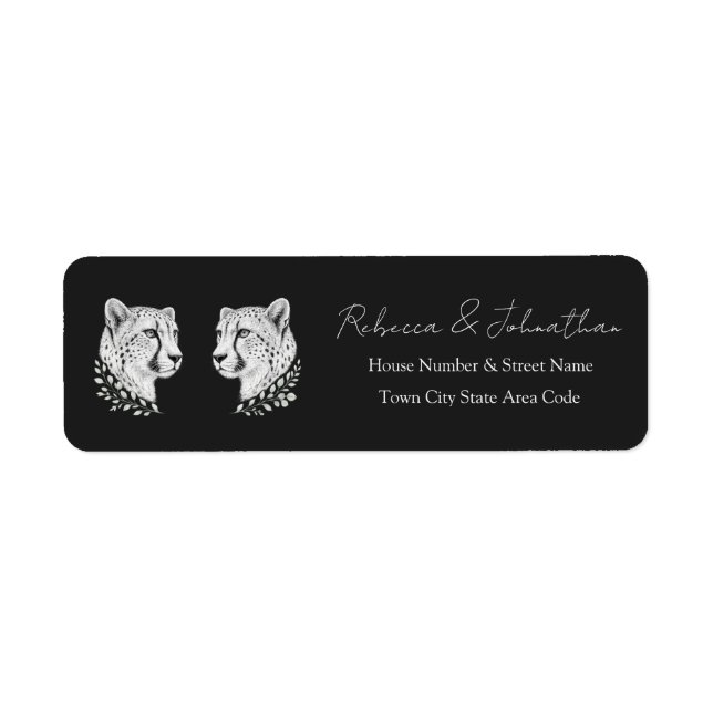 Étiquette Adresse de Retour Guépard | Style Élégant de Faune (Devant)