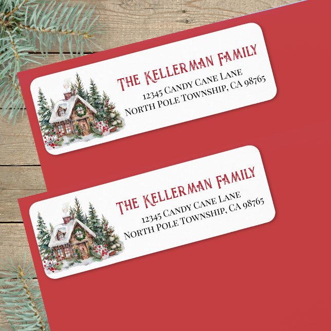 Étiquette Adresse de Retour Hivernale de Noël Festive (Festive Winter Christmas Return Address label)