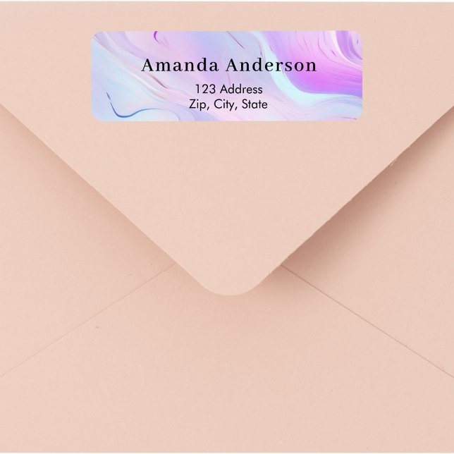 Étiquette Adresse de retour holographique rose violet bleu (Créateur téléchargé)