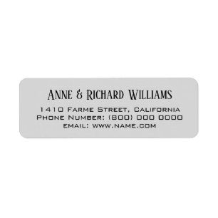 Étiquette adresse de retour informations de contact sur gris