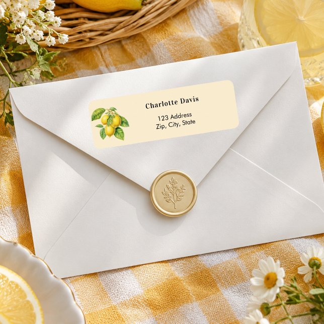 Étiquette Adresse de retour jaune citron  (Créateur téléchargé)