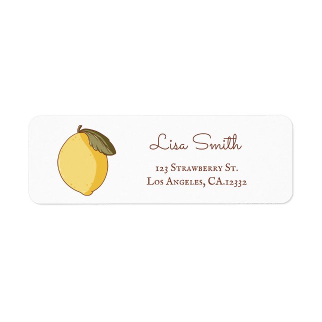 Étiquette Adresse de retour jaune citron moderne (Devant)