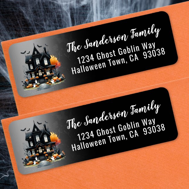 Étiquette Adresse de Retour Maison Hantée Halloween (Haunted House Halloween Return Address label)