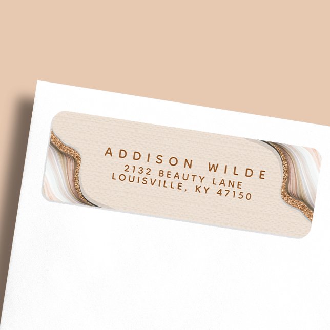 Étiquette Adresse de Retour Marbre Agate Pailleté  (Créateur téléchargé)