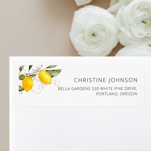 Étiquette Adresse de Retour Mariage Citron Été (Créateur téléchargé)