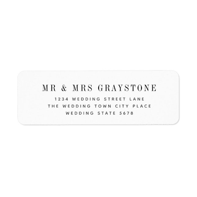 Étiquette Adresse de retour Mariage moderne (Devant)