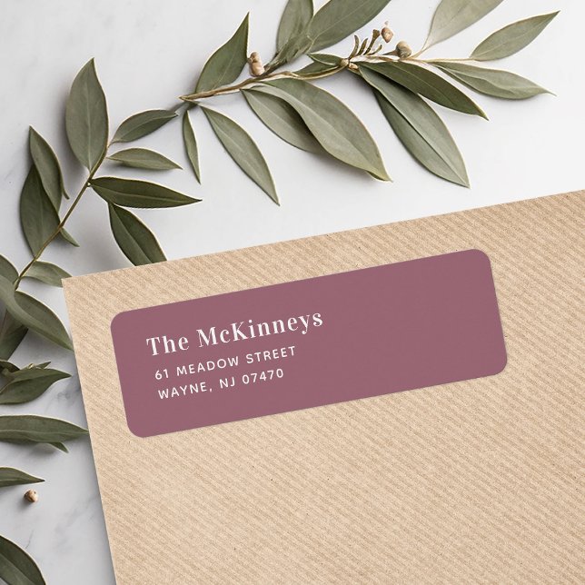Étiquette Adresse de retour Mauve Minimaliste (Créateur téléchargé)
