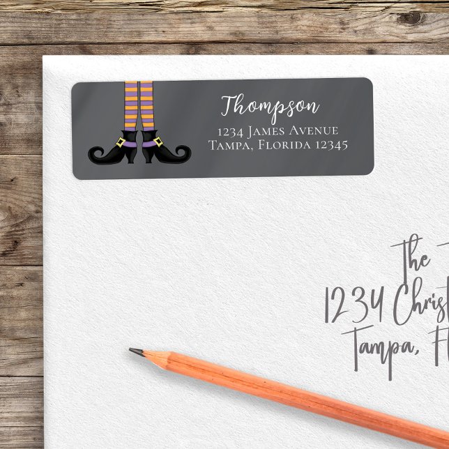 Étiquette Adresse de retour mignonne Halloween sorcière pers (Whimsical witch custom return address labels. )