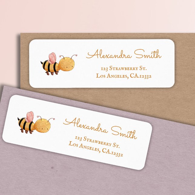 Étiquette Adresse de retour minimaliste abeille (Créateur téléchargé)