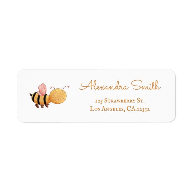 Étiquette Adresse de retour minimaliste abeille (Devant)