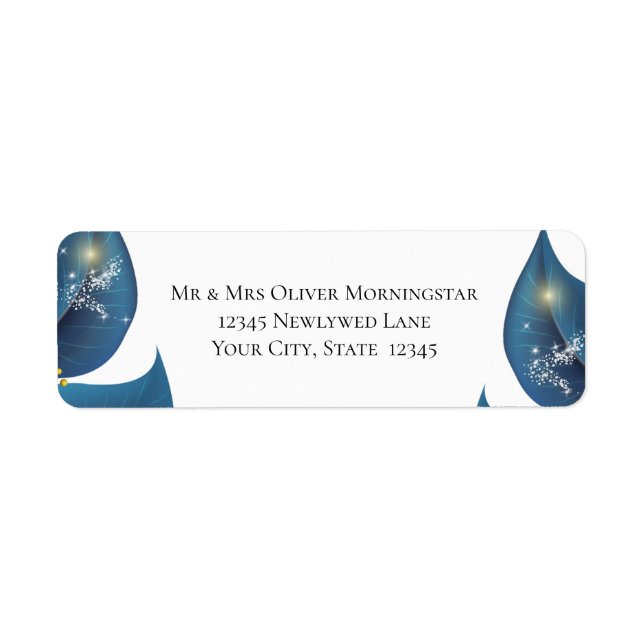 Étiquette Adresse de retour Modern Deep Indigo Blue and Gold (Devant)