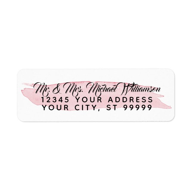 Étiquette Adresse de retour Moderne Aquarelle Pinceau rose (Devant)