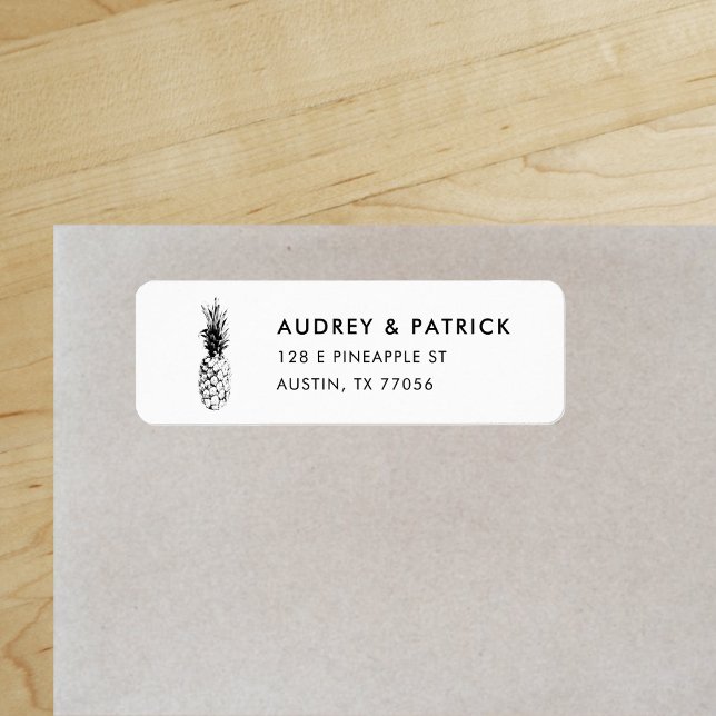 Étiquette Adresse de Retour Moderne et Branchée Ananas ("Everyday is abundantly beautiful." 
Sincerely Best Wishes from Lucky Design World)
