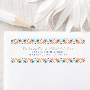 Étiquette Adresse de retour moderne Geometry Blue Orange