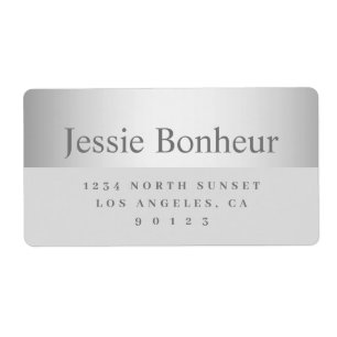 Étiquette Adresse de retour moderne Silver Look Grey