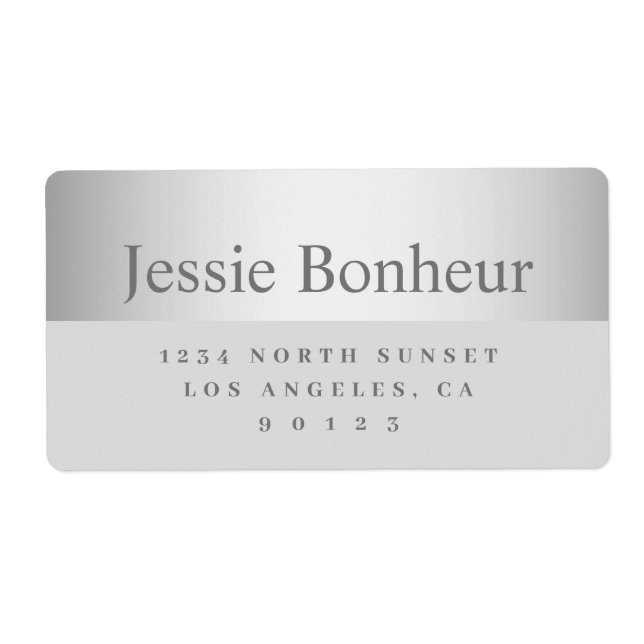 Étiquette Adresse de retour moderne Silver Look Grey (Devant)