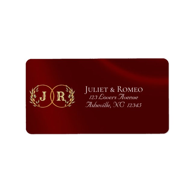 Étiquette Adresse de Retour Monogramme - Bordeaux (Devant)