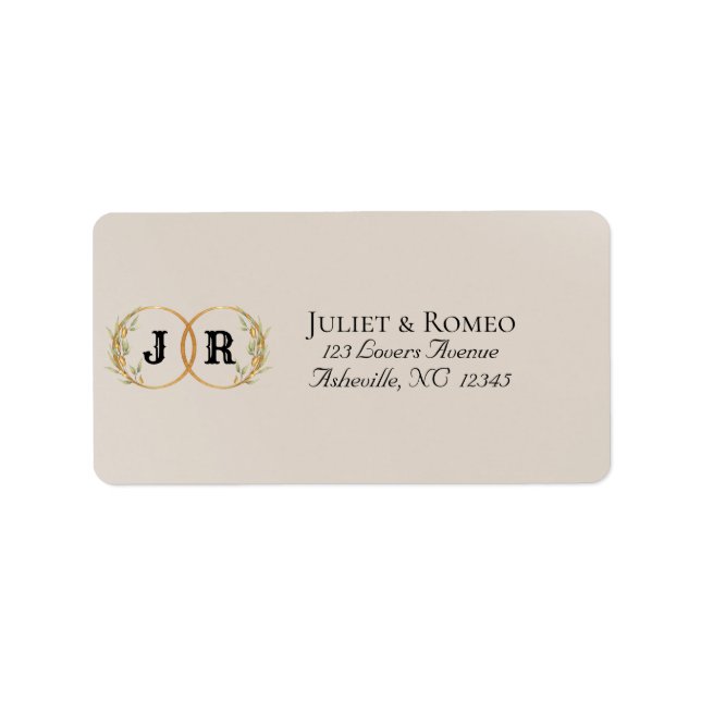 Étiquette Adresse de Retour Monogramme - Crème (Devant)