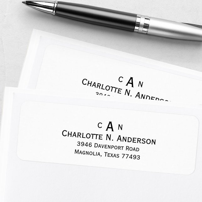 Étiquette Adresse de Retour Monogramme Moderne (Créateur téléchargé)
