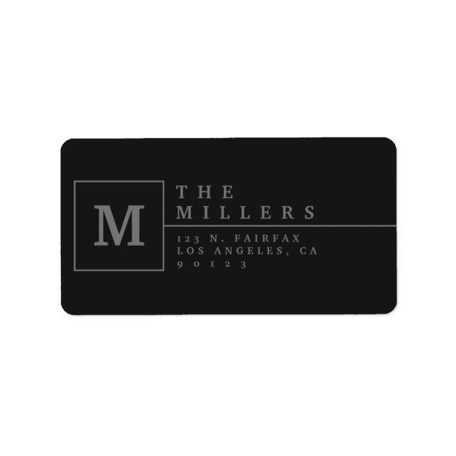 Étiquette Adresse de Retour Monogramme Moderne (Devant)