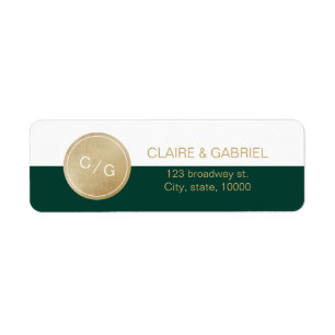 Étiquette Adresse de retour monogramme moderne minimaliste v