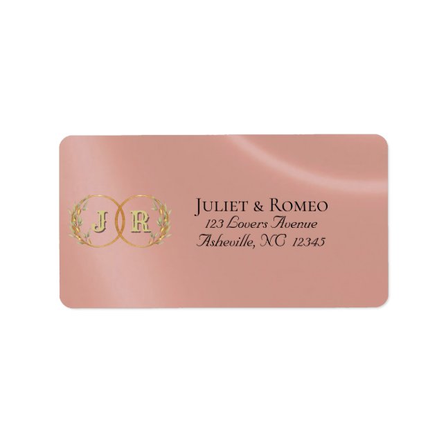 Étiquette Adresse de retour Monogramme - Or rose (Devant)