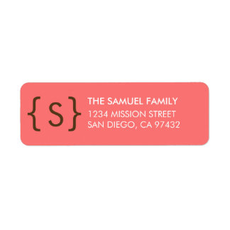 Étiquette Adresse de retour monogramme rose à support bouclé