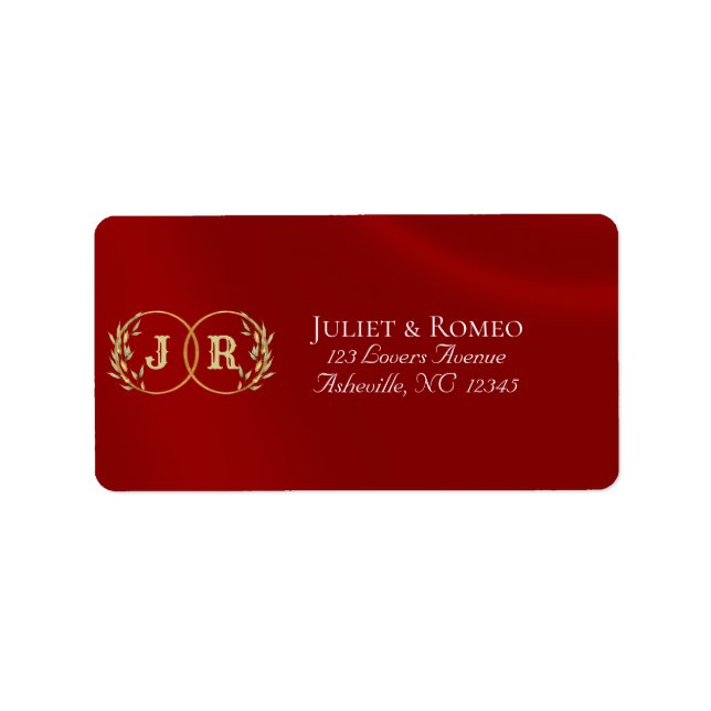 Étiquette Adresse de Retour Monogramme - Rouge (Devant)