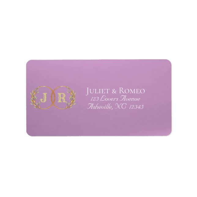 Étiquette Adresse de retour monogrammée - Lavande (Devant)