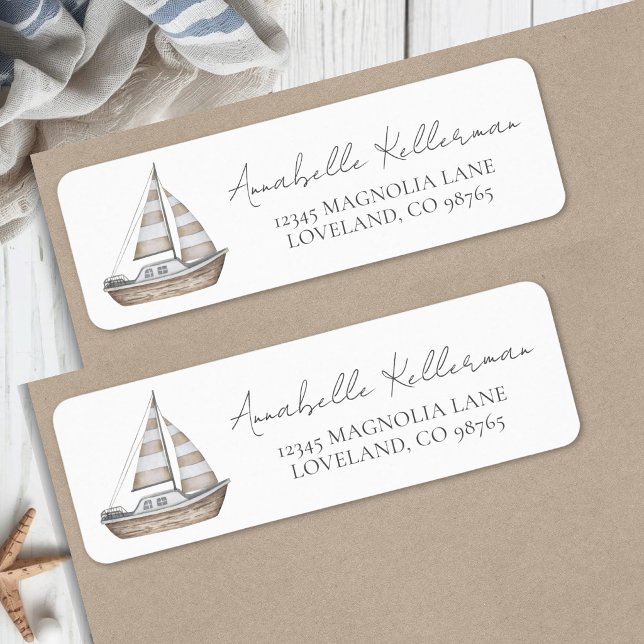 Étiquette Adresse de retour nautique élégante (Elegant Nautical Return Address Label )