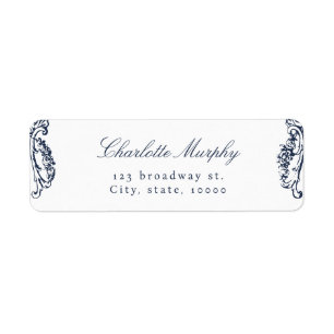Étiquette Adresse de retour Navy Vintage Classic Script
