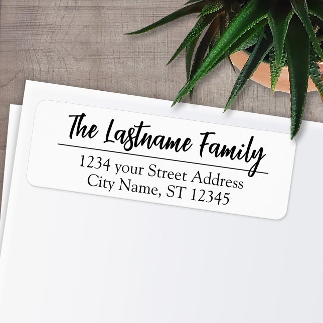 Étiquette Adresse de retour Nom de famille personnalisé Scri (Personalized Return Address Labels - Fun, modern fonts)