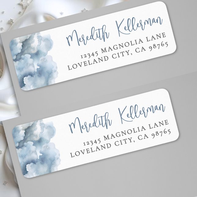 Étiquette Adresse de Retour Nuage Aquarelle (Watercolor Cloud Return Address Label)