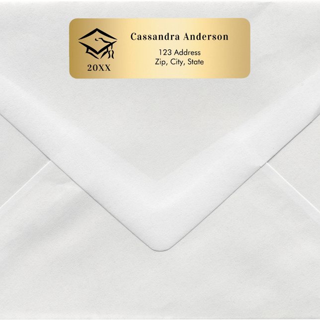 Étiquette Adresse de retour or du capot de diplôme (Créateur téléchargé)