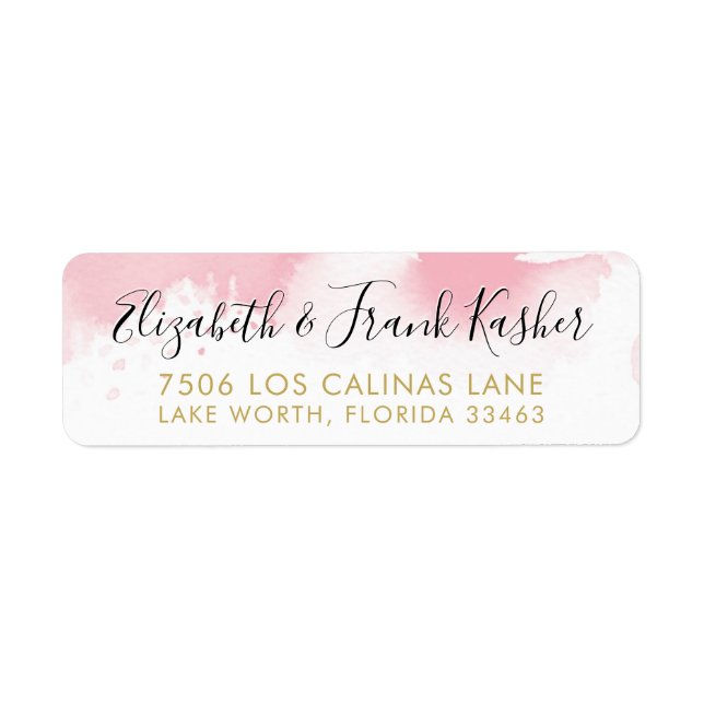 Étiquette ADRESSE DE RETOUR or jolie couleur rose pâle (Devant)