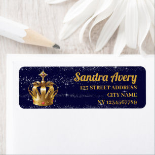 Étiquette Adresse de retour or Royal Prince Blue