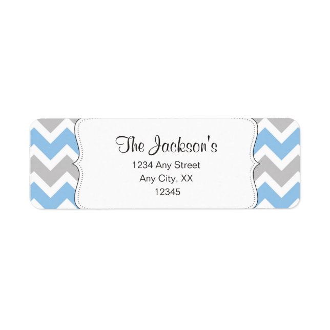 Étiquette Adresse de retour ou de douche Blue Grey Chevron (Devant)