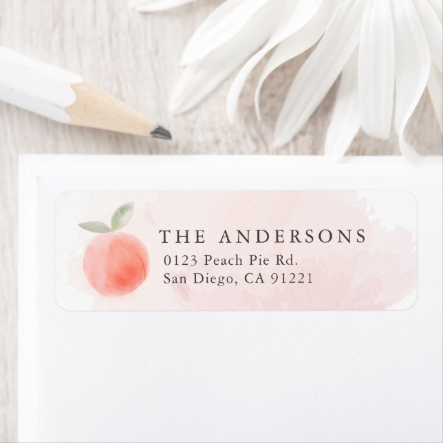 Étiquette Adresse de retour Peach Pink (En situation)