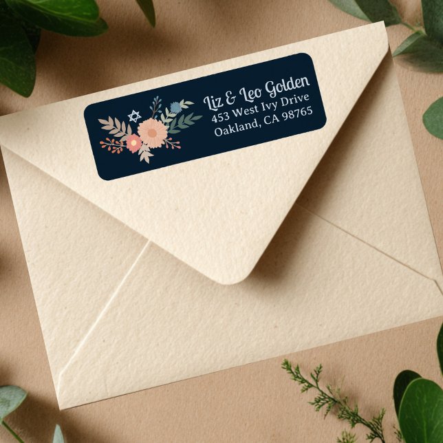 Étiquette Adresse de retour personnalisée à main d'HANOUKKA (HANUKKAH Hand-Drawn Floral CUSTOM Return Address Label
)