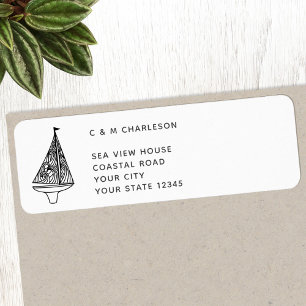 Étiquette Adresse de retour personnalisée du bateau à voile