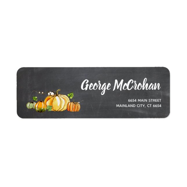 Étiquette Adresse de retour Petit Citrouille Tableau Hallowe (Devant)