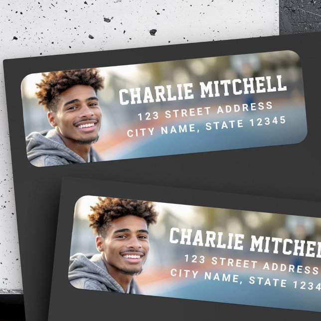 Étiquette Adresse de retour photo complète du diplômé (Graduate full photo photo return address label)