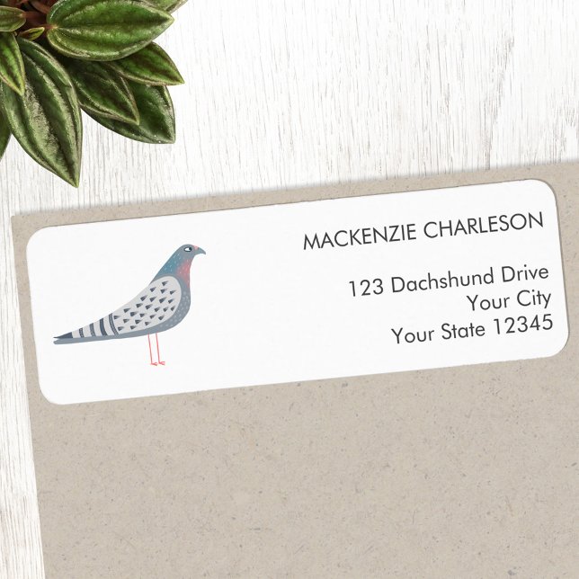 Étiquette Adresse de retour Pigeon (Fun homing pigeon bird themed personalized return address sticker label)