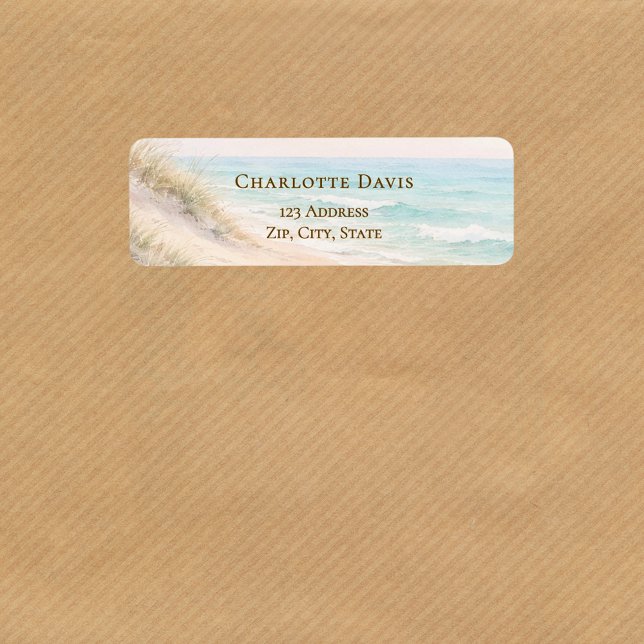 Étiquette Adresse de retour plage côtière océan  (Créateur téléchargé)