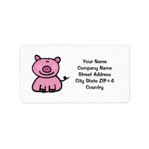 Étiquette Adresse de retour porcine rose