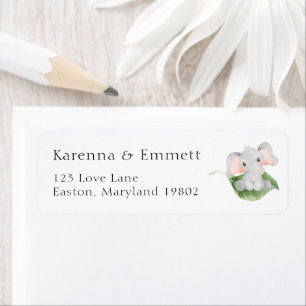 Étiquette Adresse de Retour pour Baby Shower Éléphant Modern