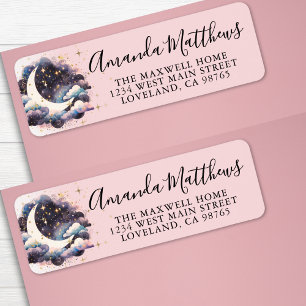 Étiquette Adresse de Retour pour Baby Shower Fille Rose Au-D