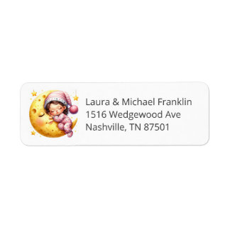Étiquette Adresse de Retour pour Baby Shower Sous La Lune