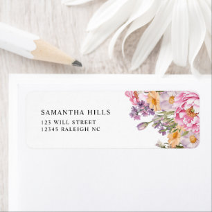 Étiquette Adresse de Retour pour la Fête de Mariage Florale