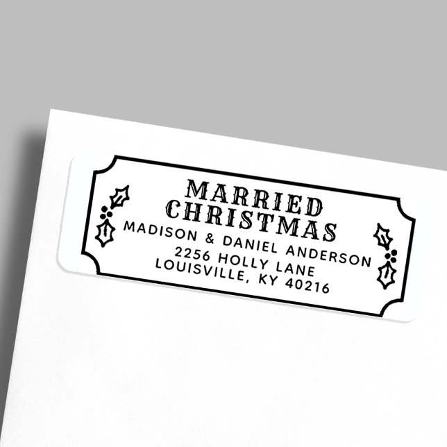 Étiquette Adresse de retour pour les jeunes mariés Noël (Créateur téléchargé)